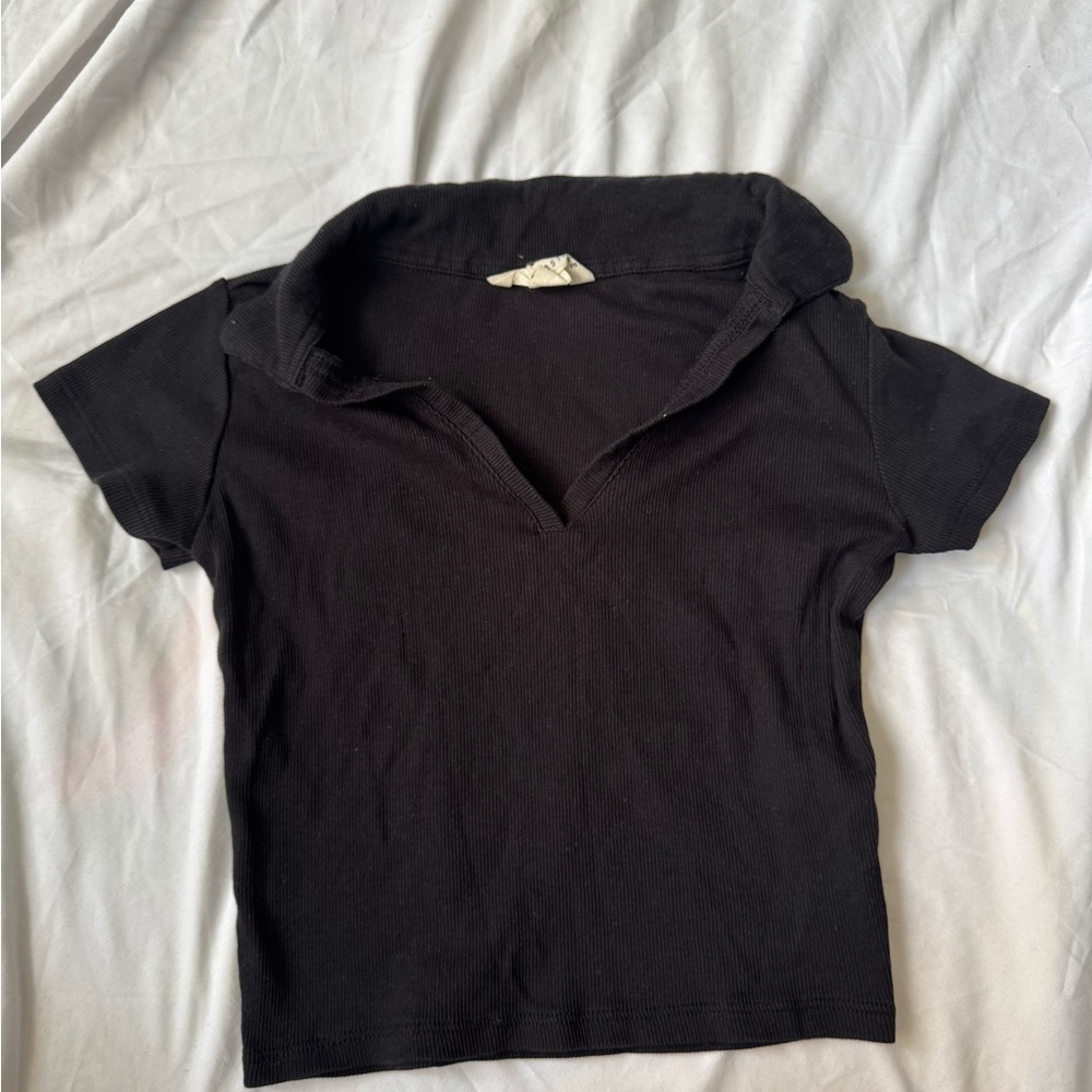 Aeropostale Black Collared Tee